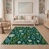 Emerald Green Daisy Meadow Floral Rug