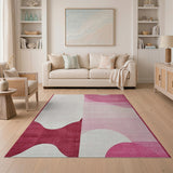 Wavy Pink Abstract Pink Area Rug