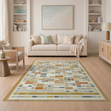 Orange Hangul Script Geometric Area Rug