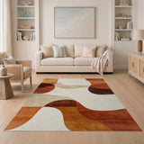 Terracotta Abstract Curves Area Rug