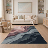 Blush Pink to Grey Abstract Wave Area Rug
