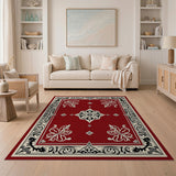 Red Ornate Red Persian Floral Medallion Rug