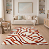 Abstract Red Wave Washable Area Rug