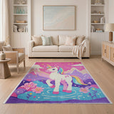 Magical Pink Unicorn Kids Area Rug