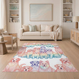 Rainbow Cartoon Dogs Washable Area Rug