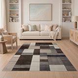 Geometric Modern Beige and Neutral Neutral Geometric Patchwork Area Rug