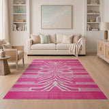 Vibrant Pink Zebra Tribal Area Rug