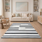 Black and White Geometric Striped Area Rug