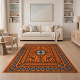 Vibrant Orange Persian Medallion Traditional Persian Area Rug