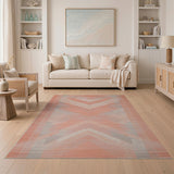 Orange Gray Chevron Geometric Area Rug