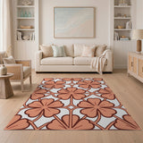 Coral Clover Lattice Geometric Area Rug