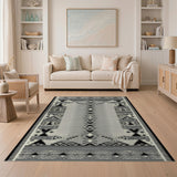 Heritage Tribal Black White Geometric Tribal Area Rug