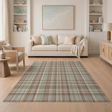 Tan Brown Plaid Rustic Farmhouse Rug