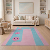 Cute Pink Smiley Faces Kids Area Rug