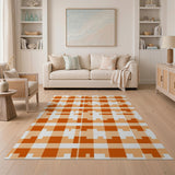 Bold Orange Geometric Check Area Rug