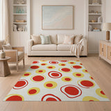 Vibrant Yellow Red Circle Abstract Area Rug