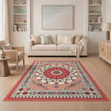 Pink Mandala Floral Persian Area Rug