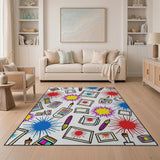 Playful Paint Splatter Art Supplies Rug