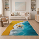 Golden Starfish Coastal Beach Rug