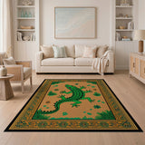 Playful Green Crocodile Cartoon Area Rug