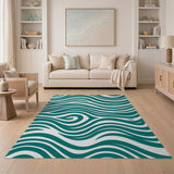 Teal Oceanic Wave Area Rug