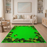 Floral Vintage Emerald Shamrock Border Area Rug