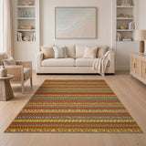 Vibrant Orange Striped Southwestern Rug