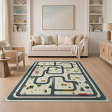 ODIKA Washable Kids Construction Road Map Play Rug - Non-Slip & Low Pile