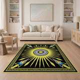Radiant Yellow Sunburst Tribal Area Rug