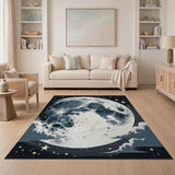 Starry Cratered Full Moon Area Rug