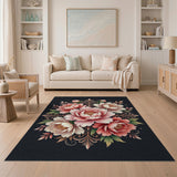 Ornate Pink Peony Floral Area Rug
