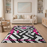 Pink Accent Zigzag Geometric Area Rug
