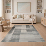 Modern Grey Geometric Stripe Grey Area Rug