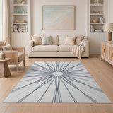 ODIKA Modern Grey Abstract Starburst Washable Low Pile Area Rug
