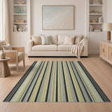Black White Vertical Striped Geometric Area Rug