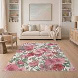 Floral Vintage Pink Floral Vintage Washable Area Rug