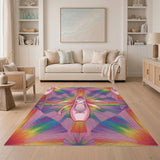 Pink Ballet Slipper Rainbow Geometric Area Rug