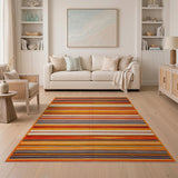 Vibrant Orange Horizontal Stripe Rug