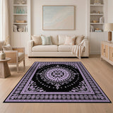 Purple Purple Ornate Medallion Area Rug