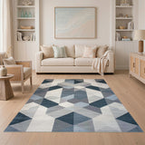 Blue and Teal Modern Blue Geometric Area Rug