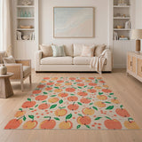 Orange Peach Orchard Fruit Pattern Area Rug