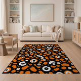 Vibrant Orange Abstract Blob Rug