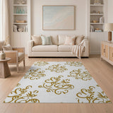 Elegant Gold Arabesque Pattern Area Rug