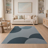 Abstract Blue Teal Overlapping Circles Area Rug