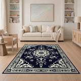 Ornate Navy Persian Medallion Rug