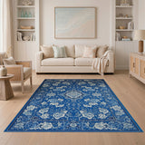 Blue White Persian Floral Area Rug
