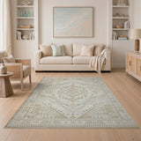 Beige and Neutral Geometric Beige Southwestern Geometric Area Rug