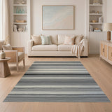 Black and White Black White Geometric Striped Woven Rug