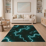 Neon Teal Lightning Area Rug