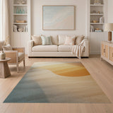 Abstract Wave Beige Area Rug